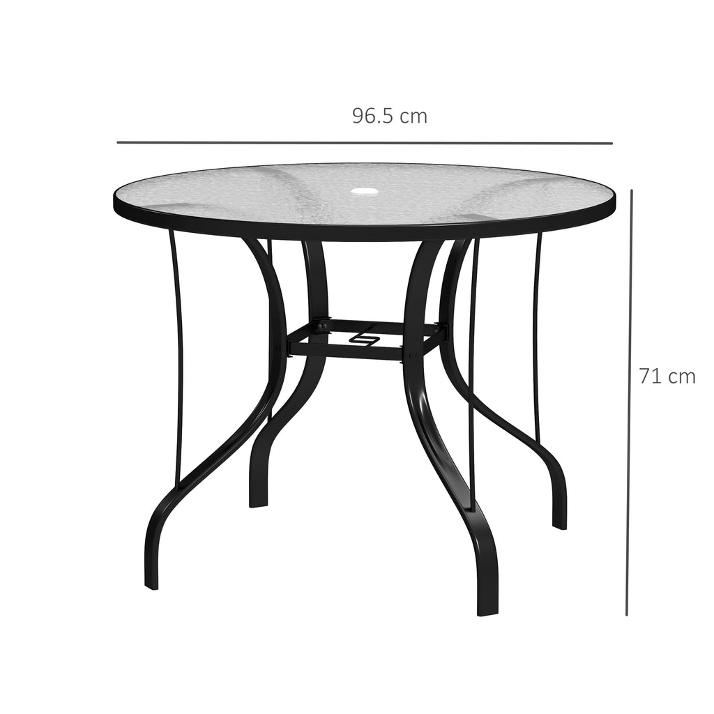 EasyComfort Tavolino rond tuintafel Ø96.5 x 71A cm met parasolgat, zwart
