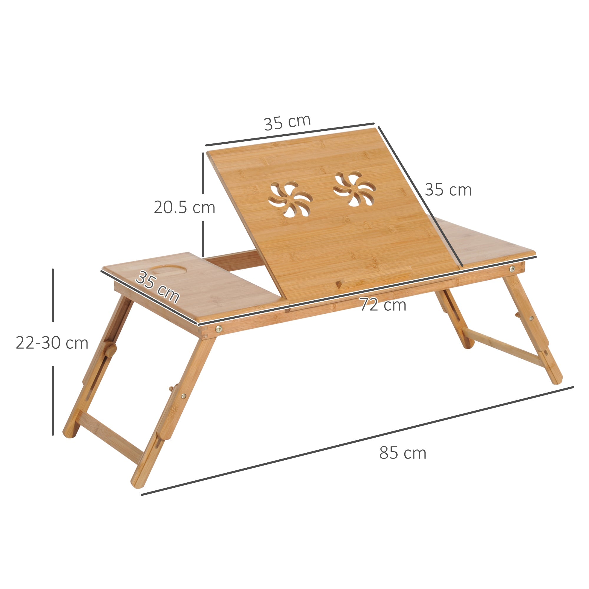 EasyComfort bedtafeltje voor laptop, inklapbaar en verstelbaar 72x35x22-30 cm