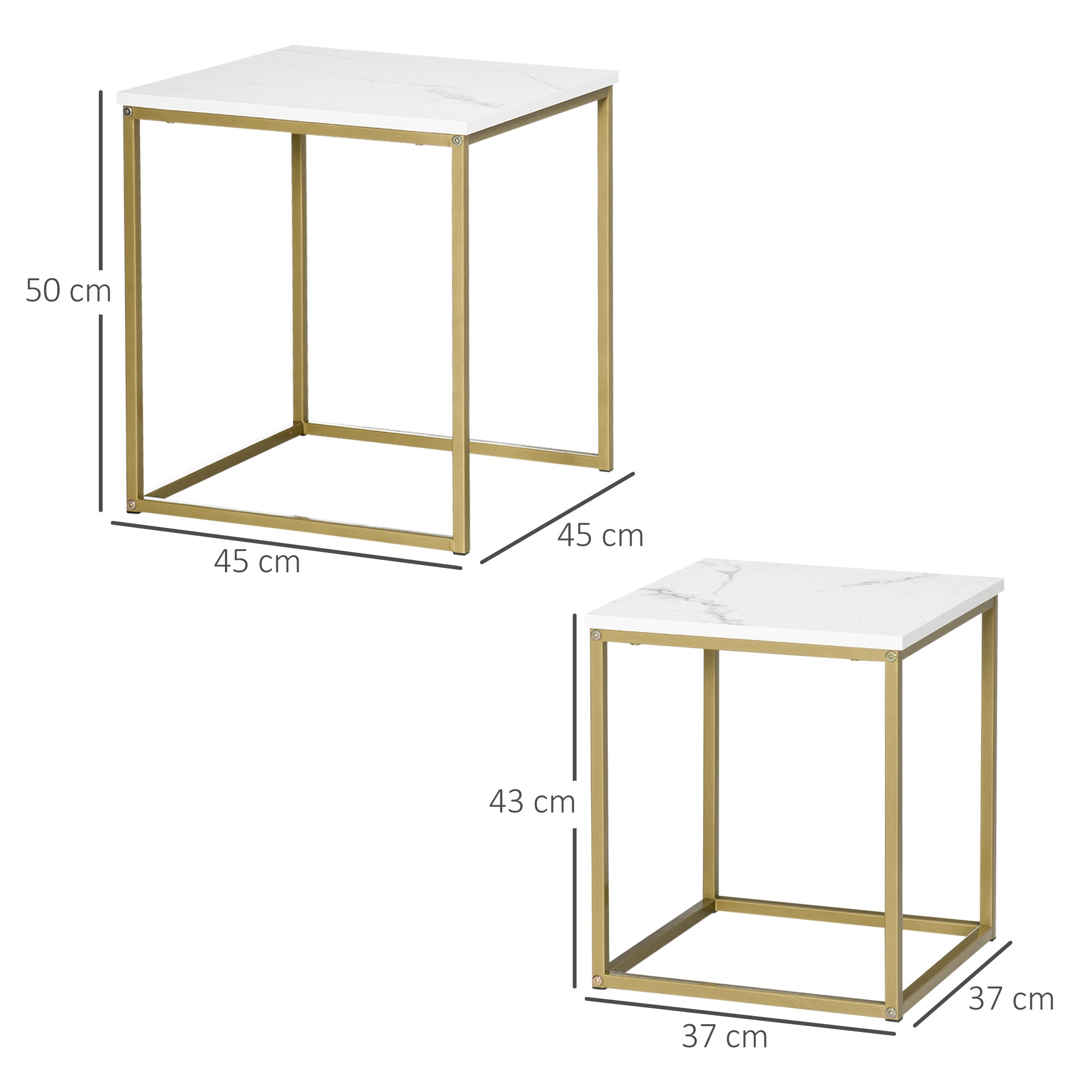 EasyComfort Tavolino da Salotto — Salontafelset 2-delig, stapelbaar, wit/goud