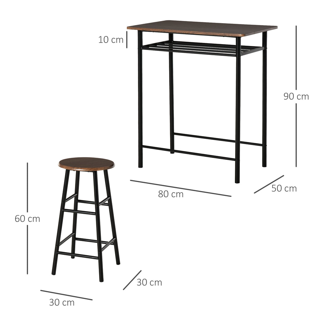 Easycomfort Tavolo Alto with 2 Sgabelli per Cucina, Soggiorno, Bar, Struttura in Acciaio with Poggiapiedi e Mensola