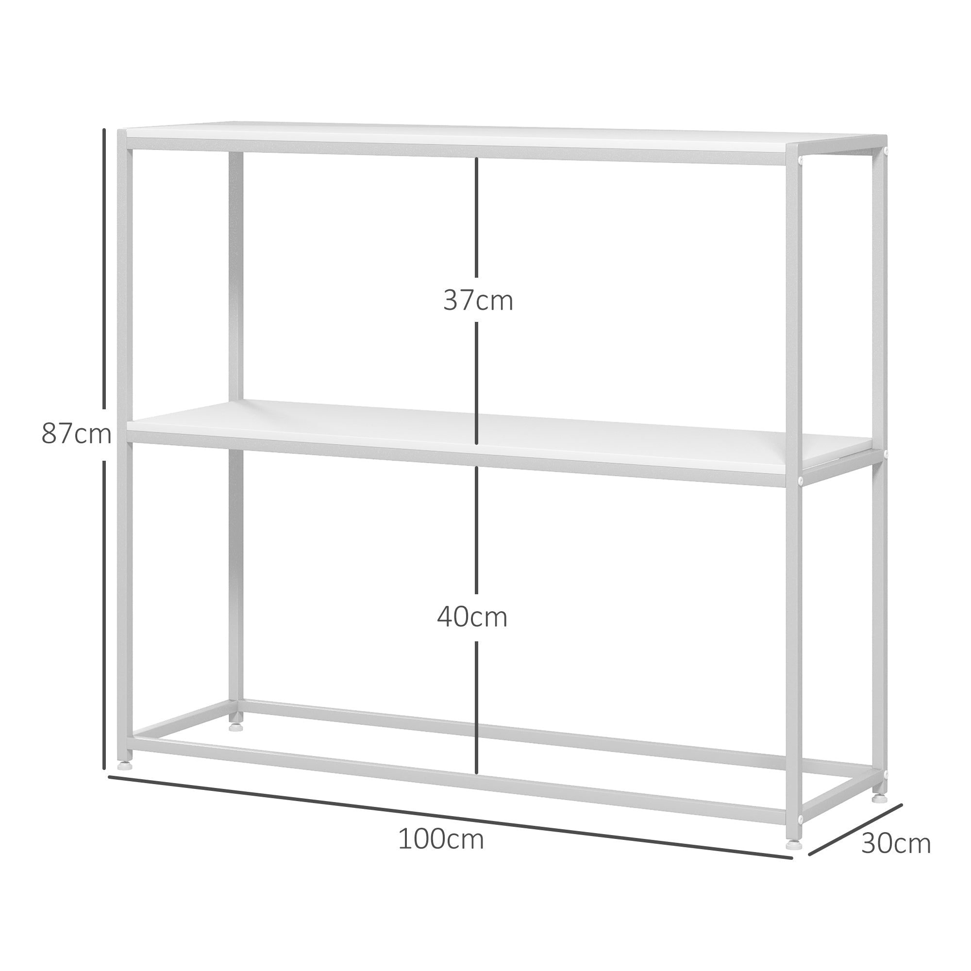 EasyComfort Tavolo Consolle da Ingresso with Ripiano Aperto, in Acciaio e Truciolato, 100x30x87 cm, white