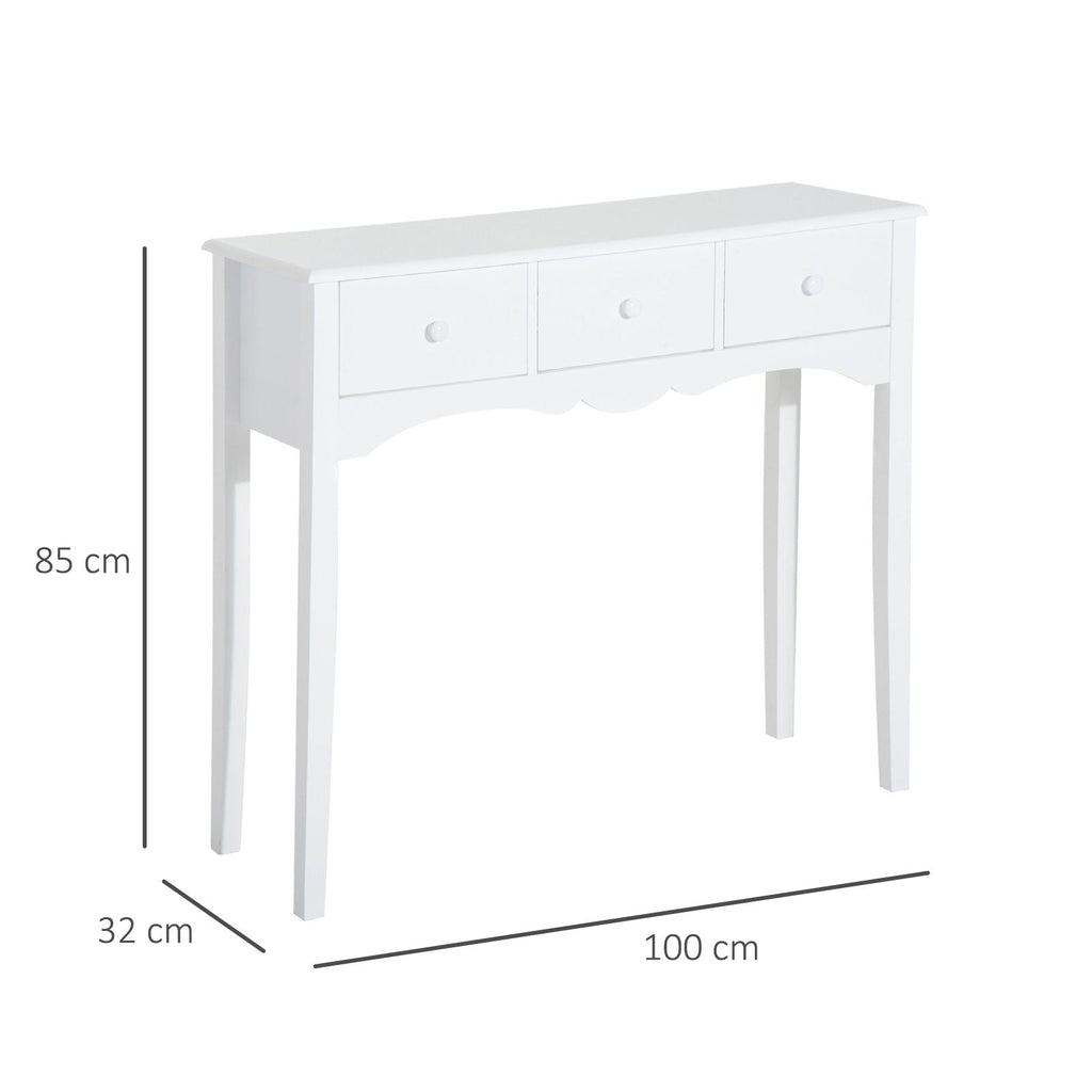 EasyComfort Tavolo Consolle Moderno - consoletafel MDF, 3 lades, 100x32x85 cm, wit