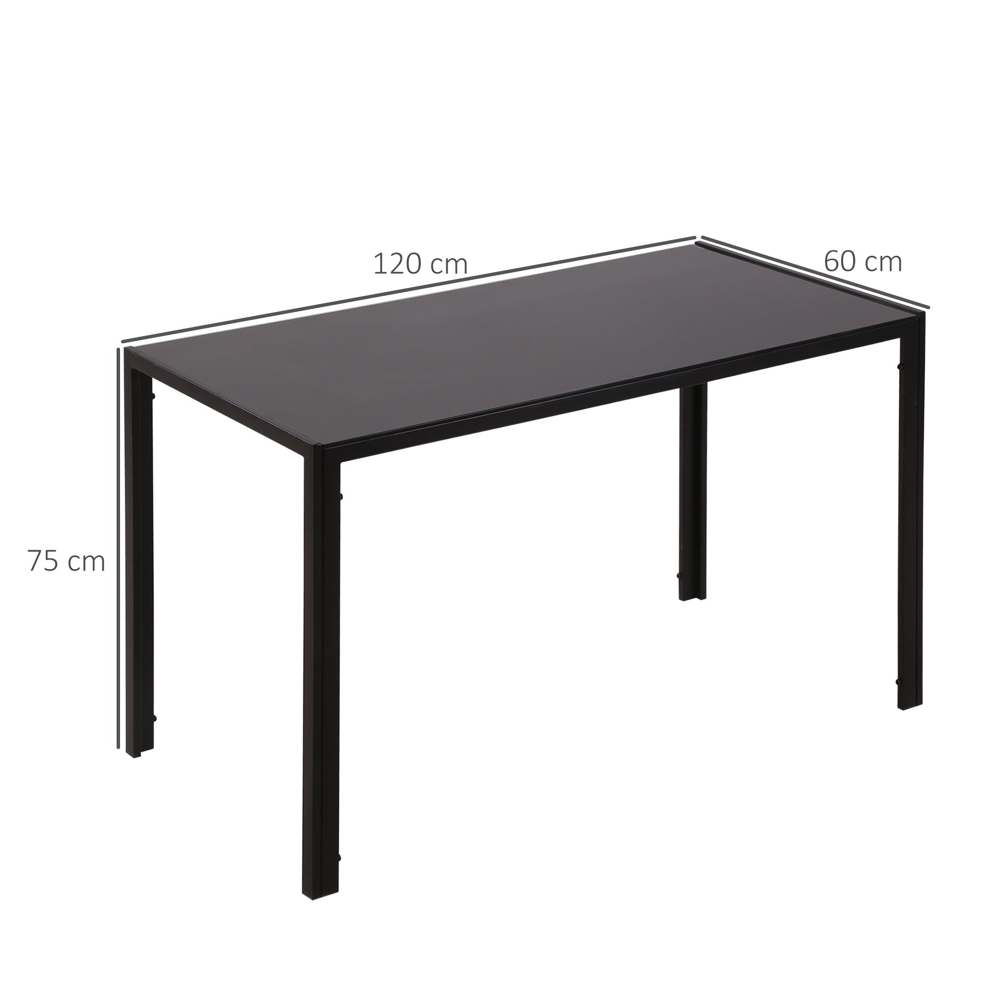 EasyComfort Tavolo keuken-/eettafel 120x60 cm zwart
