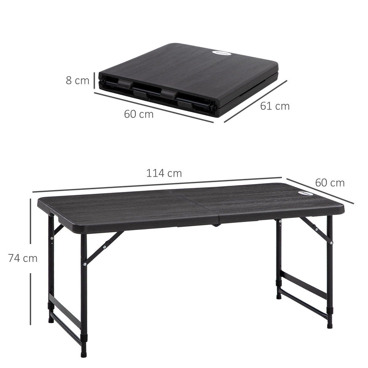 EasyComfort inklapbare tuintafel 4-persoons 118x60 cm – 2 hoogtes