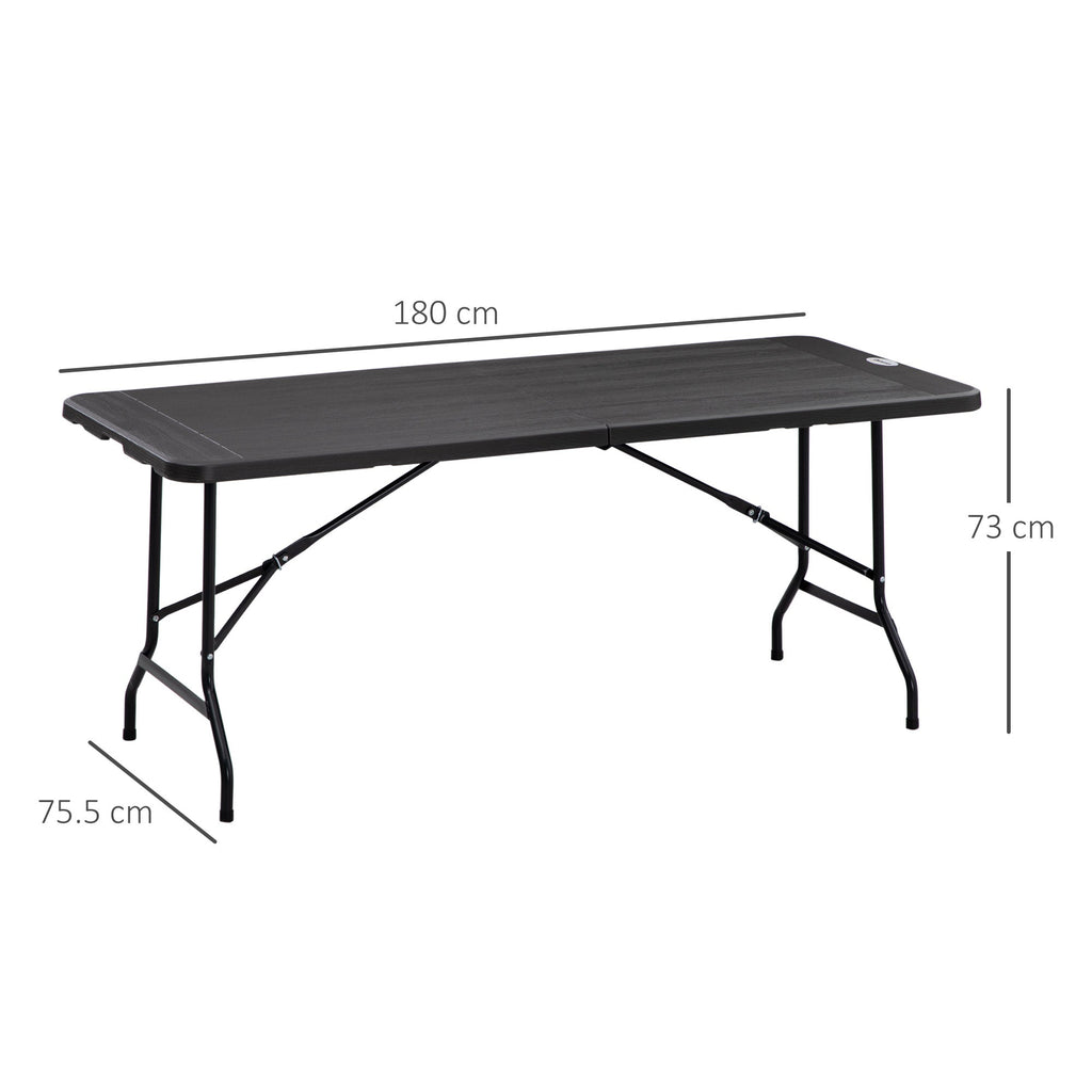 Easycomfort Tavolo da Giardino Pieghevole per 6 Persone in Acciaio e HDPE, 180x75.5x73cm, Grigio Scuro