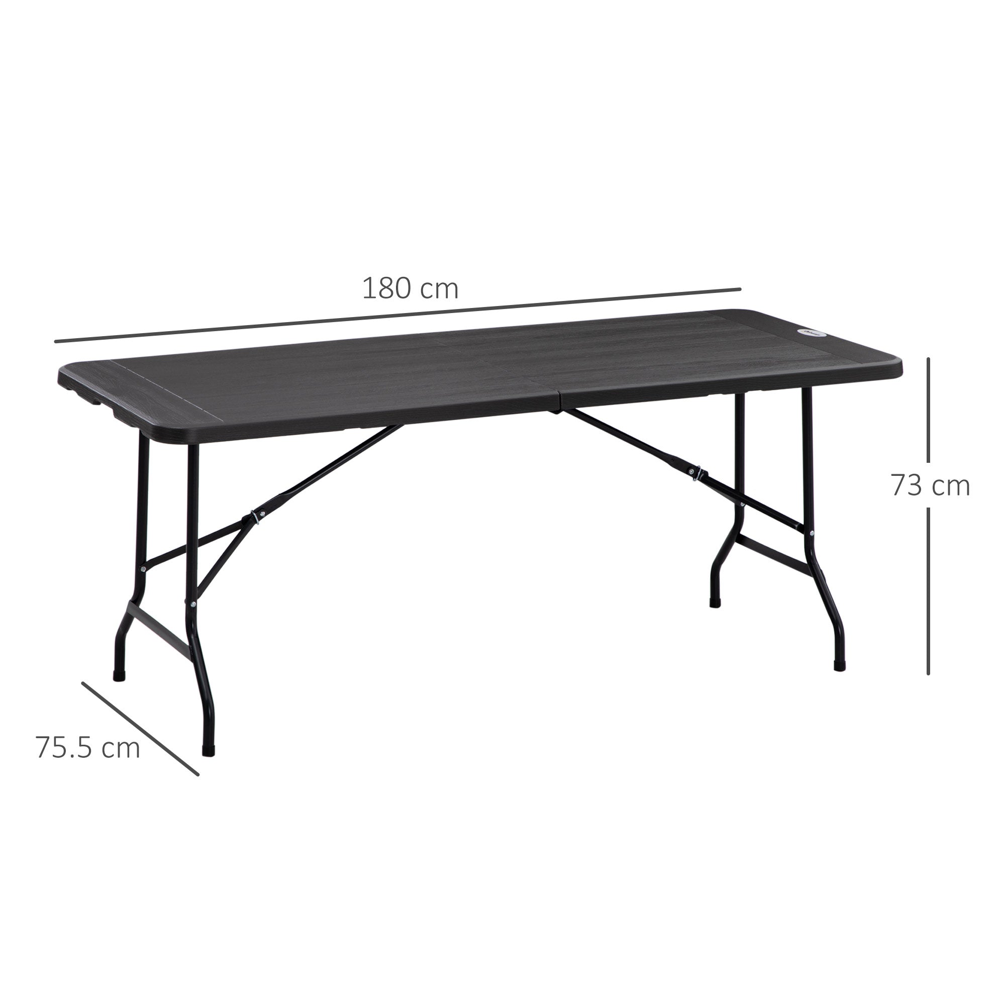 Easycomfort Tavolo da Giardino Pieghevole per 6 Persone in Acciaio e HDPE, 180x75.5x73cm, Grigio Scuro