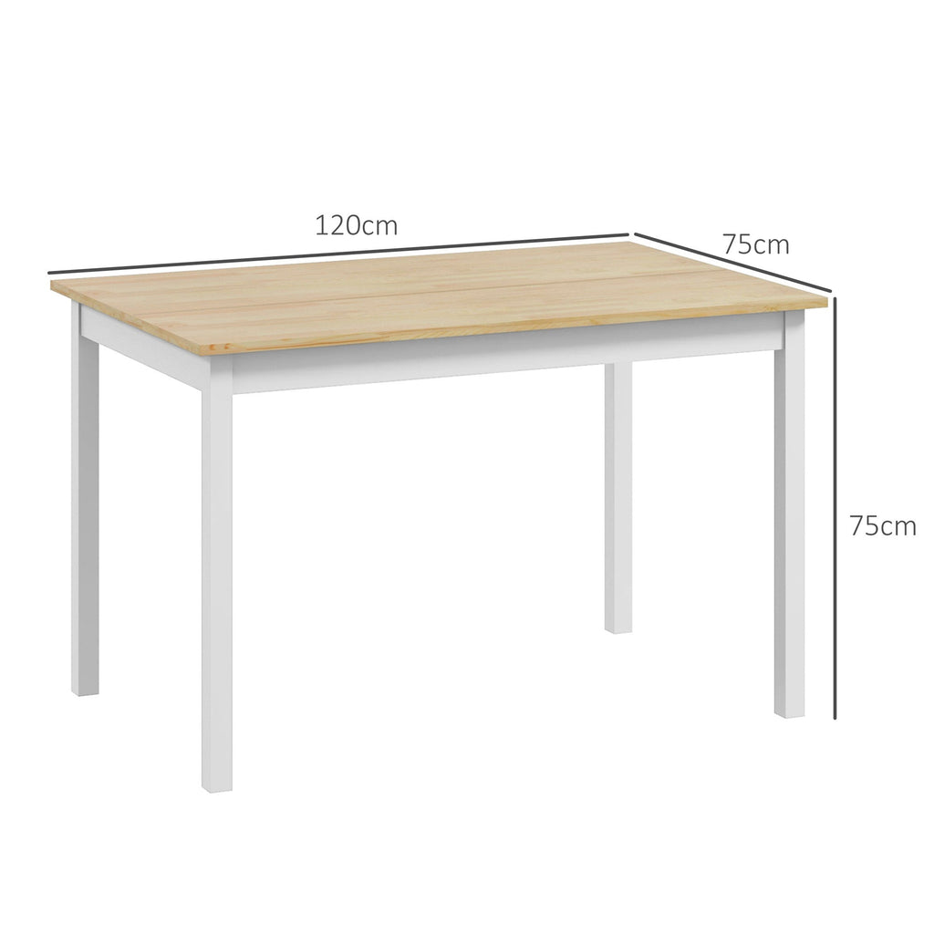 EasyComfort Tavolo da Pranzo 4 Posti with Piedini Antiscivolo, in Legno di Pino, 120x75x75 cm