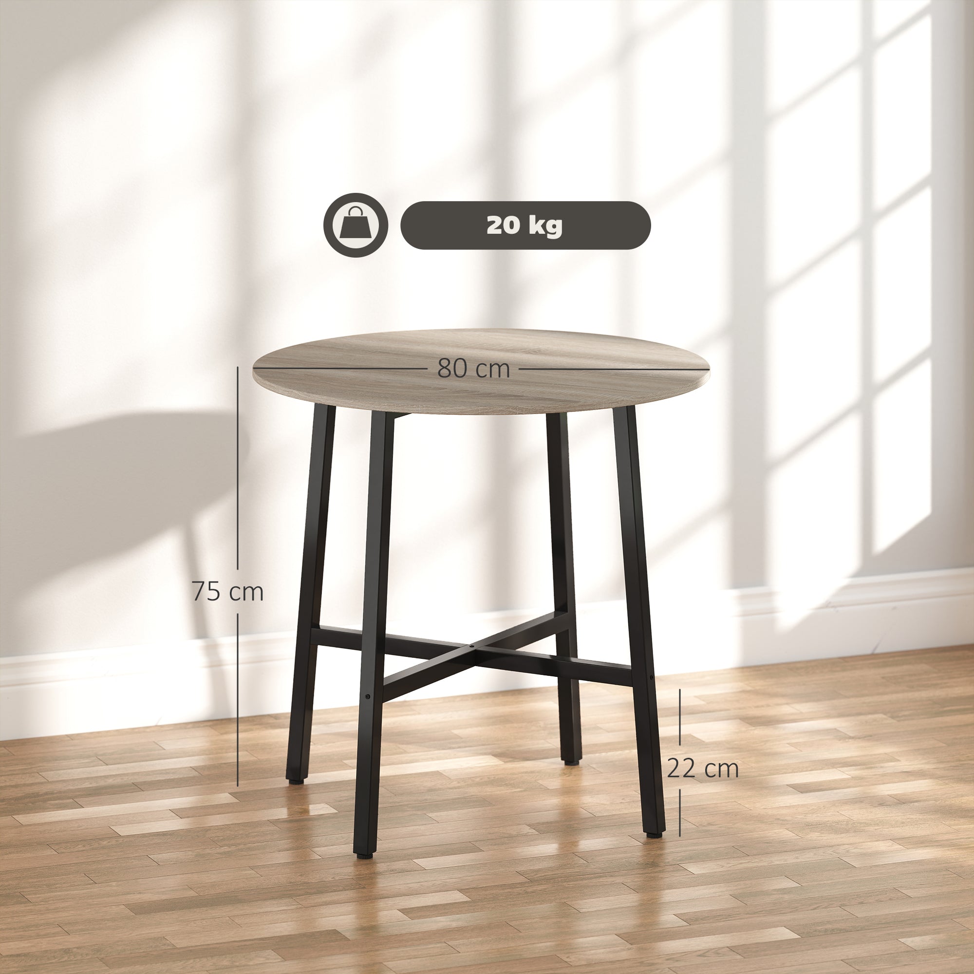 EasyComfort Rond eettafel 2 pers. Ø80x75 cm hout/staal