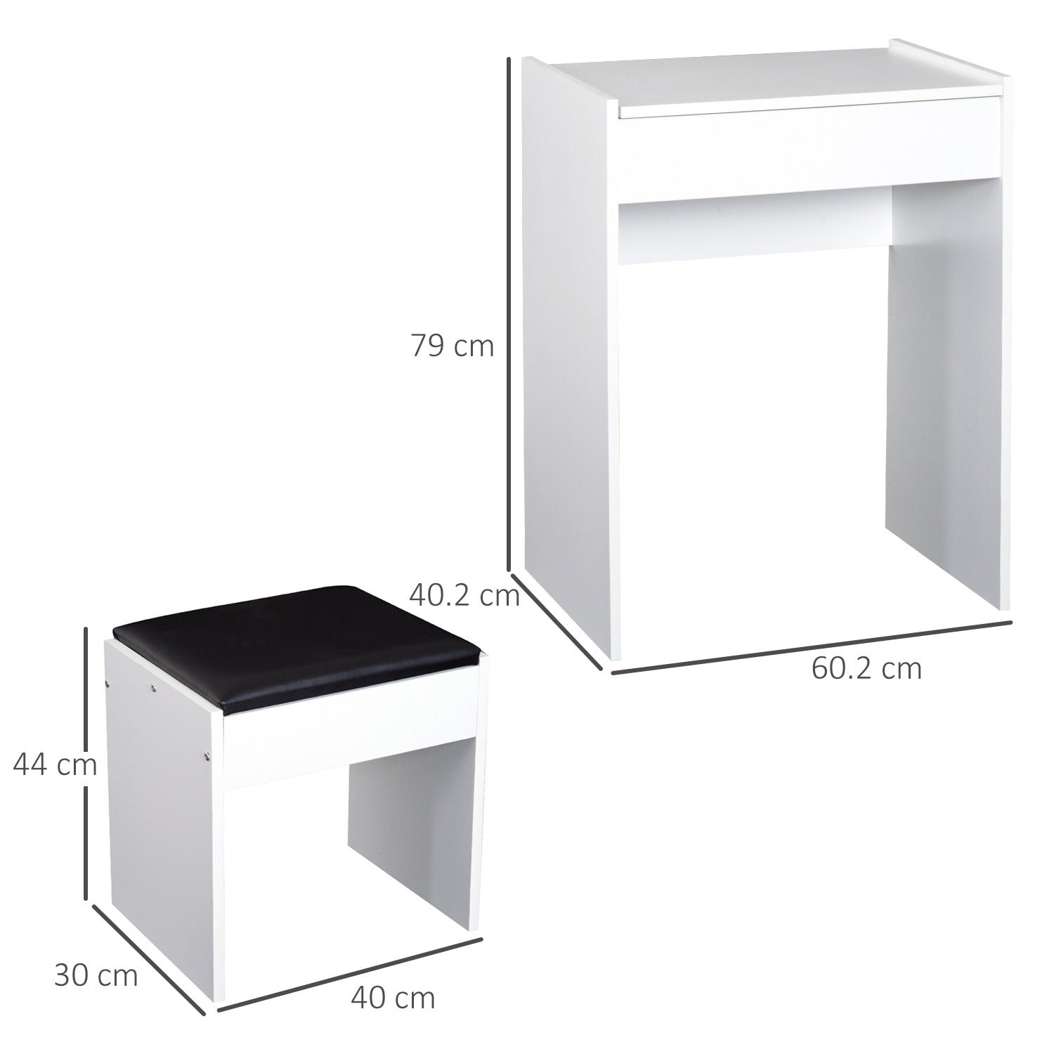 Easycomfort Tavolo da Trucco with Specchio Richiudibile, Tavolo da Trucco Moderno, with Sgabello, Vano Contenitore (10 Scomparti), MDF white, 60.2 x 40.2 x 79cm