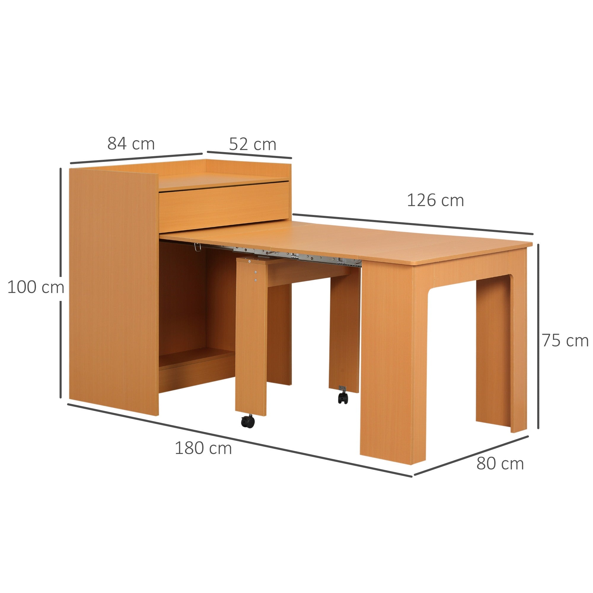 EasyComfort opvouwbare eettafel, max. 5 personen, 84x180x100 cm