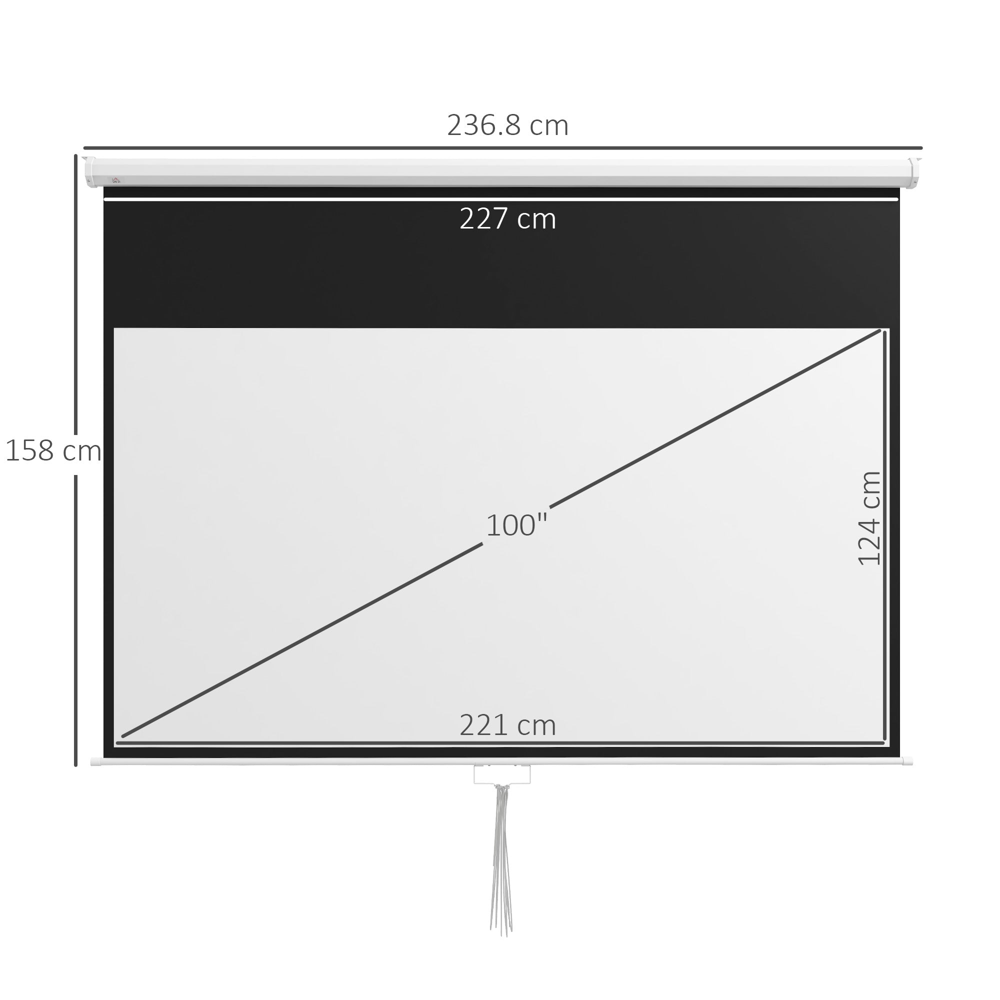 EasyComfort 100\" projectiescherm 16:9, wand- en plafondmontage, wit