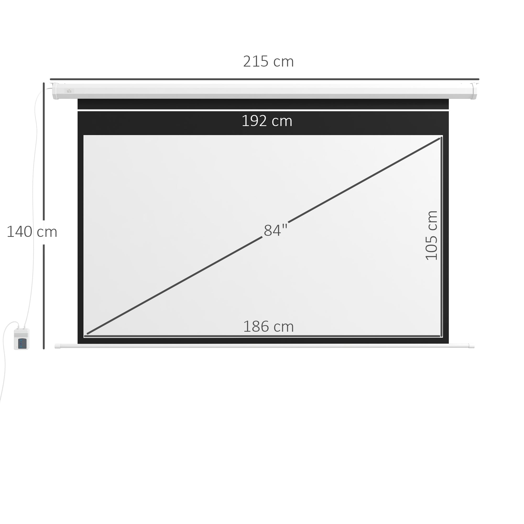 EasyComfort 84" elektrisch projectiescherm 16:9 met afstandsbediening