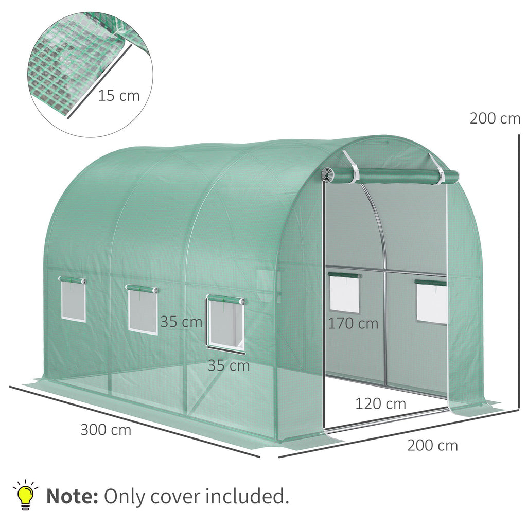 EasyComfort kasdoek PE 3x2x2 m, 6 vensters, oprolbare deur