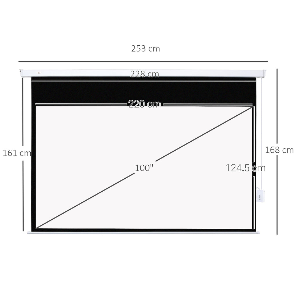 EasyComfort Telo Proiettore 100 Pollici with Telecomando, in PVC e Metallo, 247x7.5x168 cm, white