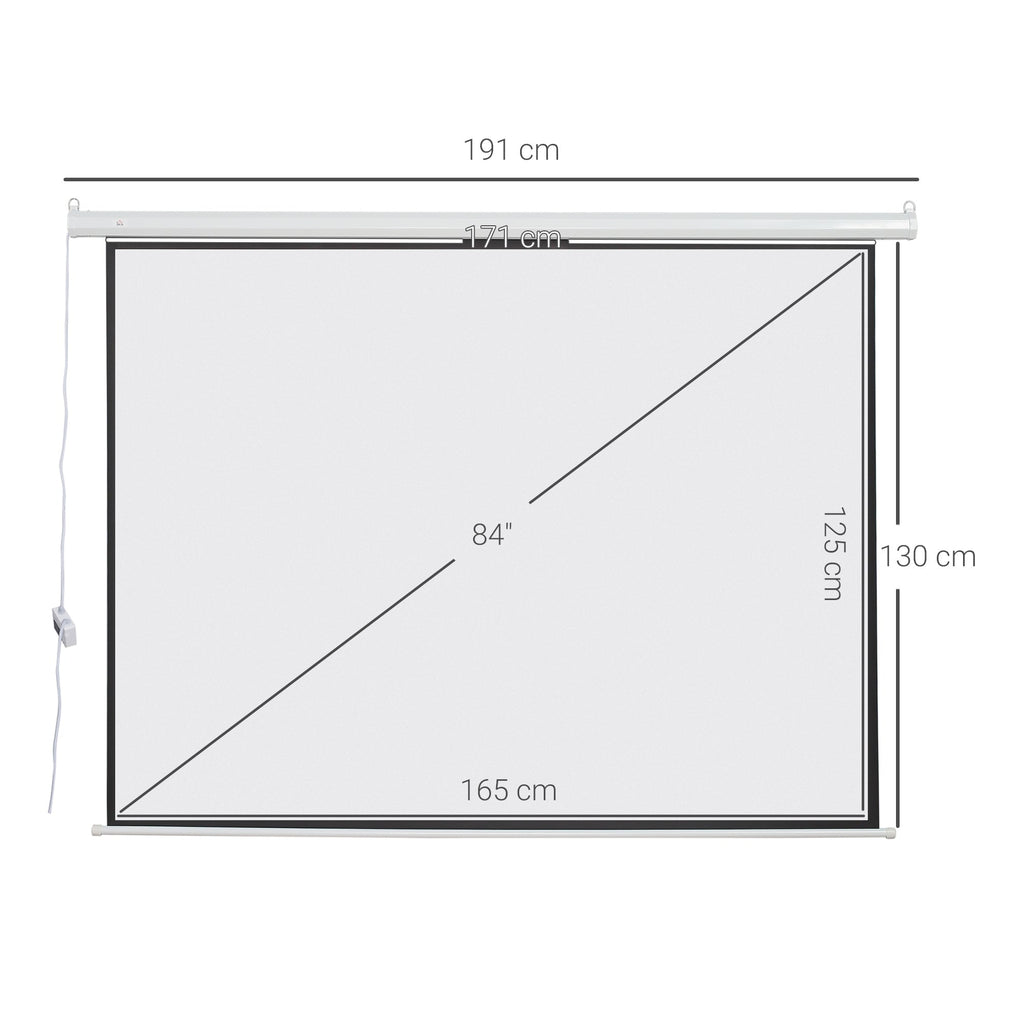 Easycomfort Telo Proiettore 84" Formato 4:3 with Telecomando, in Tessuto Plastico e Metallo, 171x130 cm, white