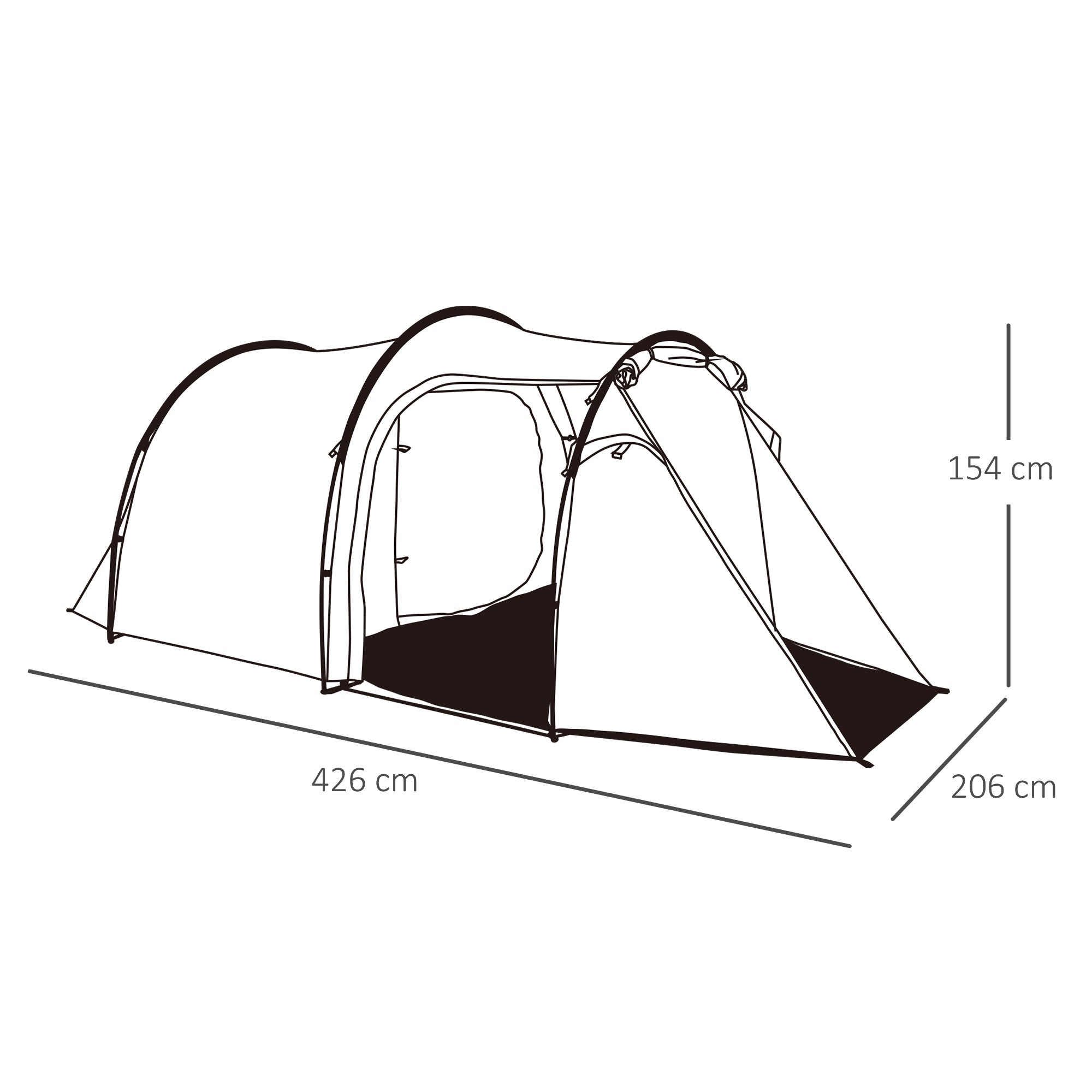 EasyComfort 4-persoons kampeertent met grote voortent - donkergroen