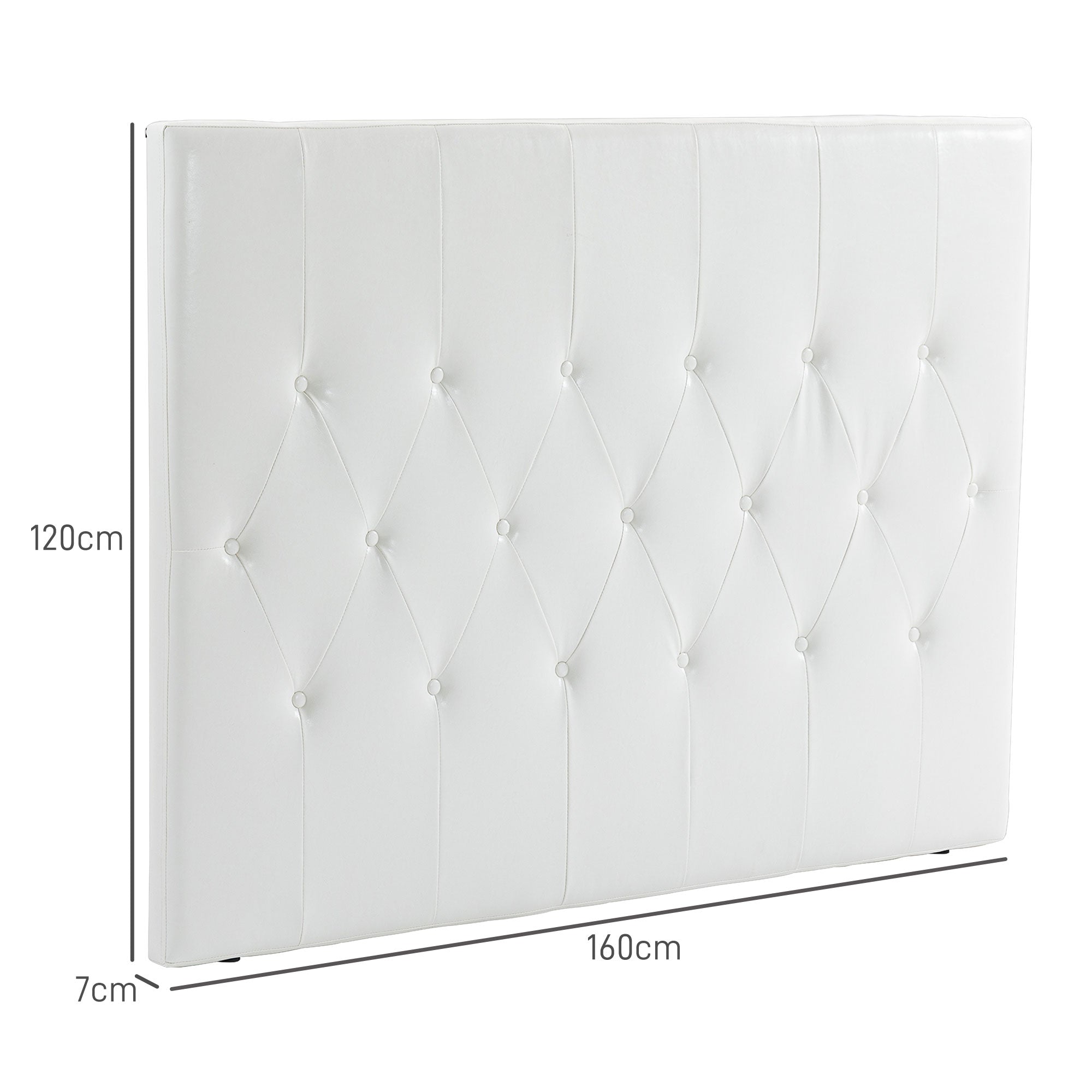 EasyComfort Testiera Letto Matrimoniale Imbottita with Design a Bottoni, in Pelle PU e MDF, 160x7x120 cm, white