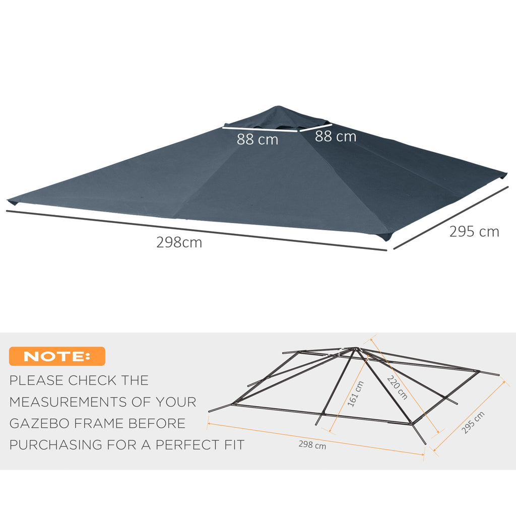 Easycomfort Tetto di Ricambio per Gazebo 3x3 m in Poliestere Grigio with 8 Fori di Ventilazione