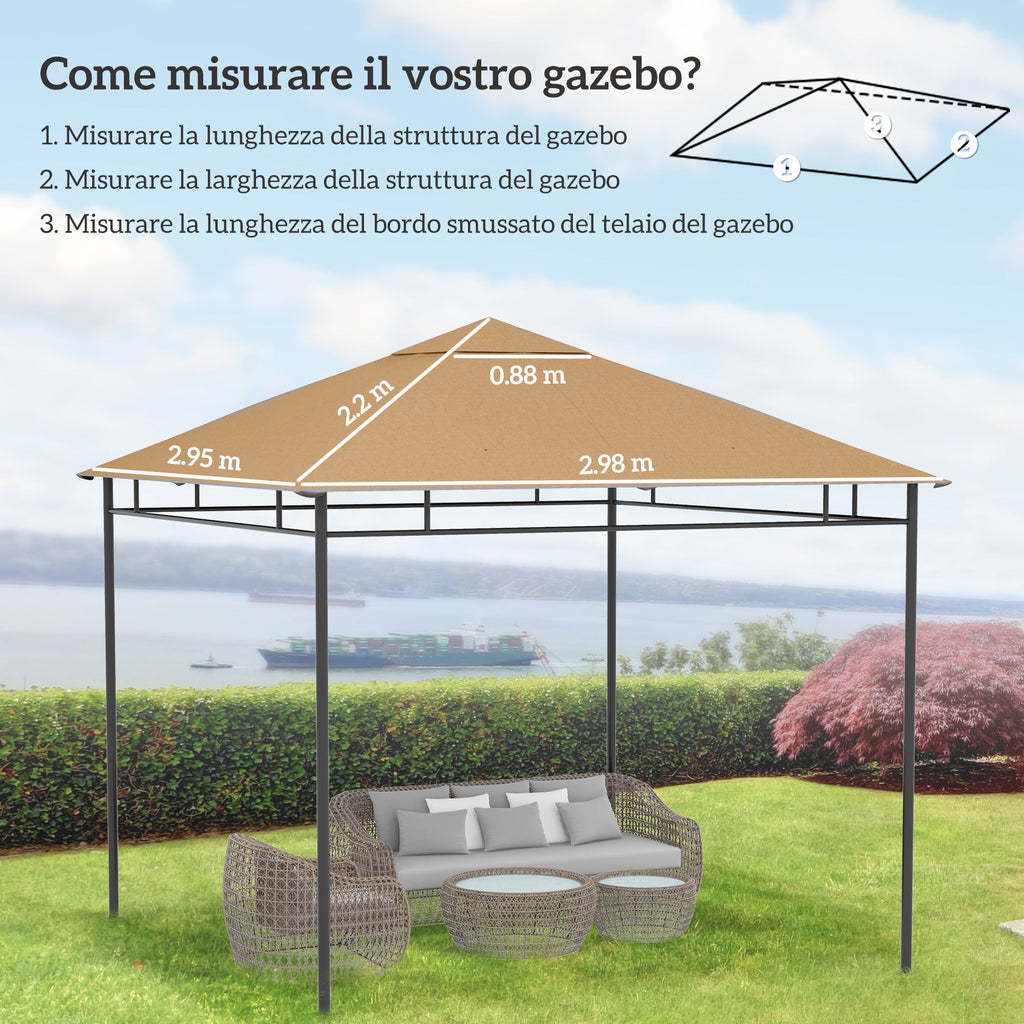 EasyComfort Tetto di Ricambio per Gazebo 3x3m in Poliestere with Prese d'Aria e Fori di Drenaggio, Beige