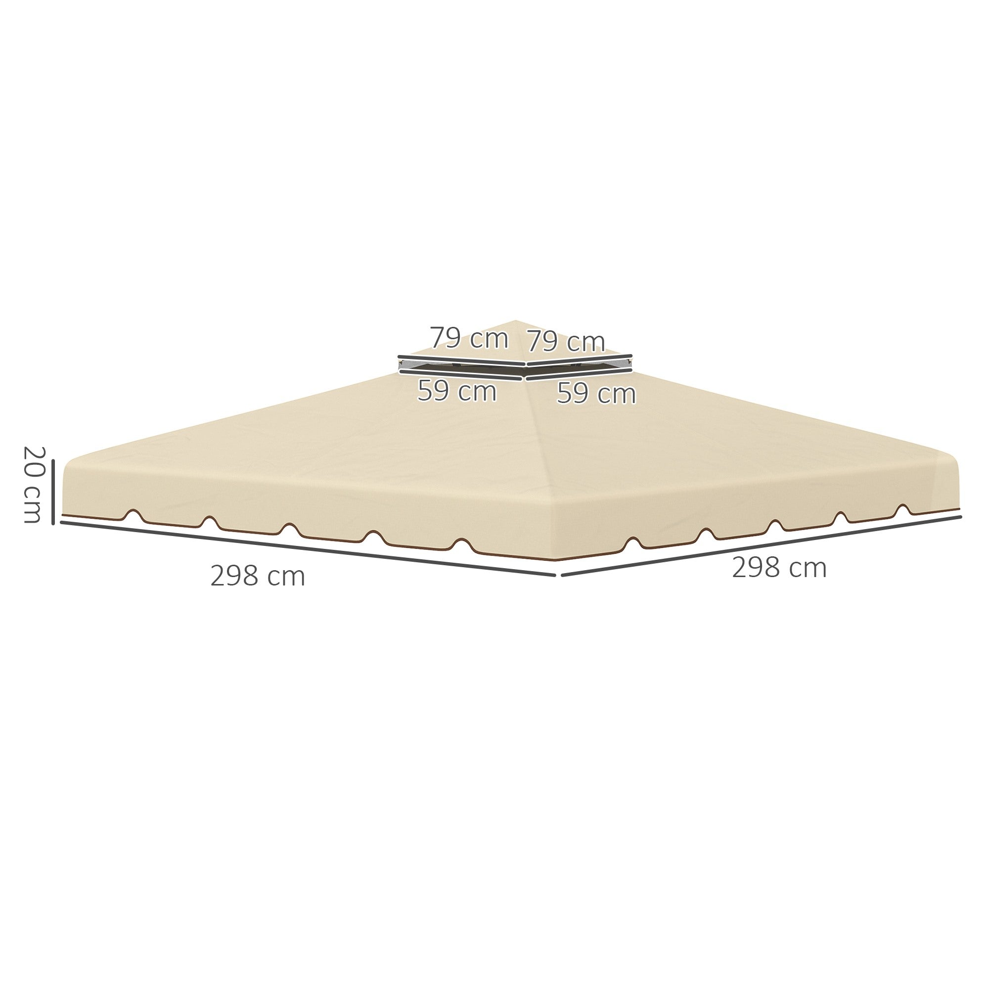 Easycomfort Tettuccio di Ricambio per Gazebo da Giardino 3x3m with Tetto a 2 Livelli in Poliestere Beige