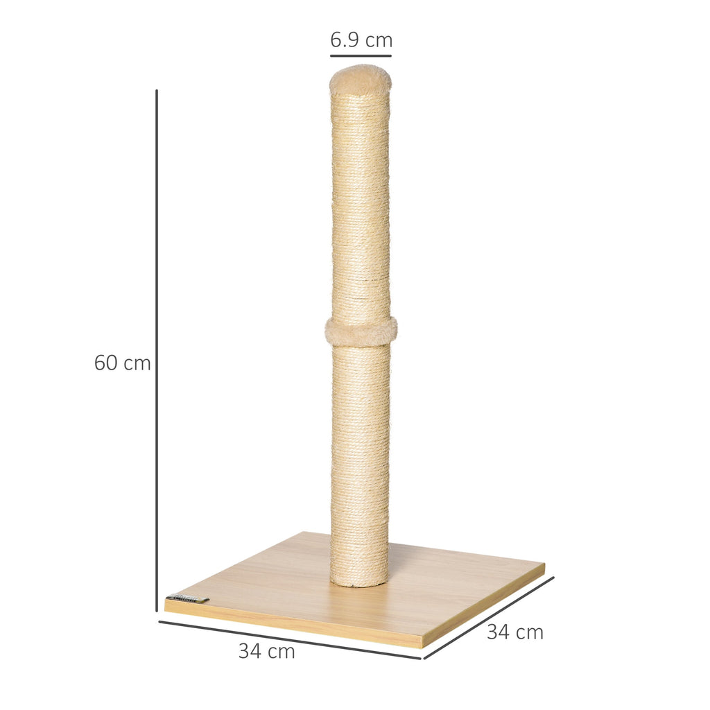 EasyComfort Tiragraffi per Gatti with Palo in Sisal Alto 60 cm e Base in Truciolato, Beige