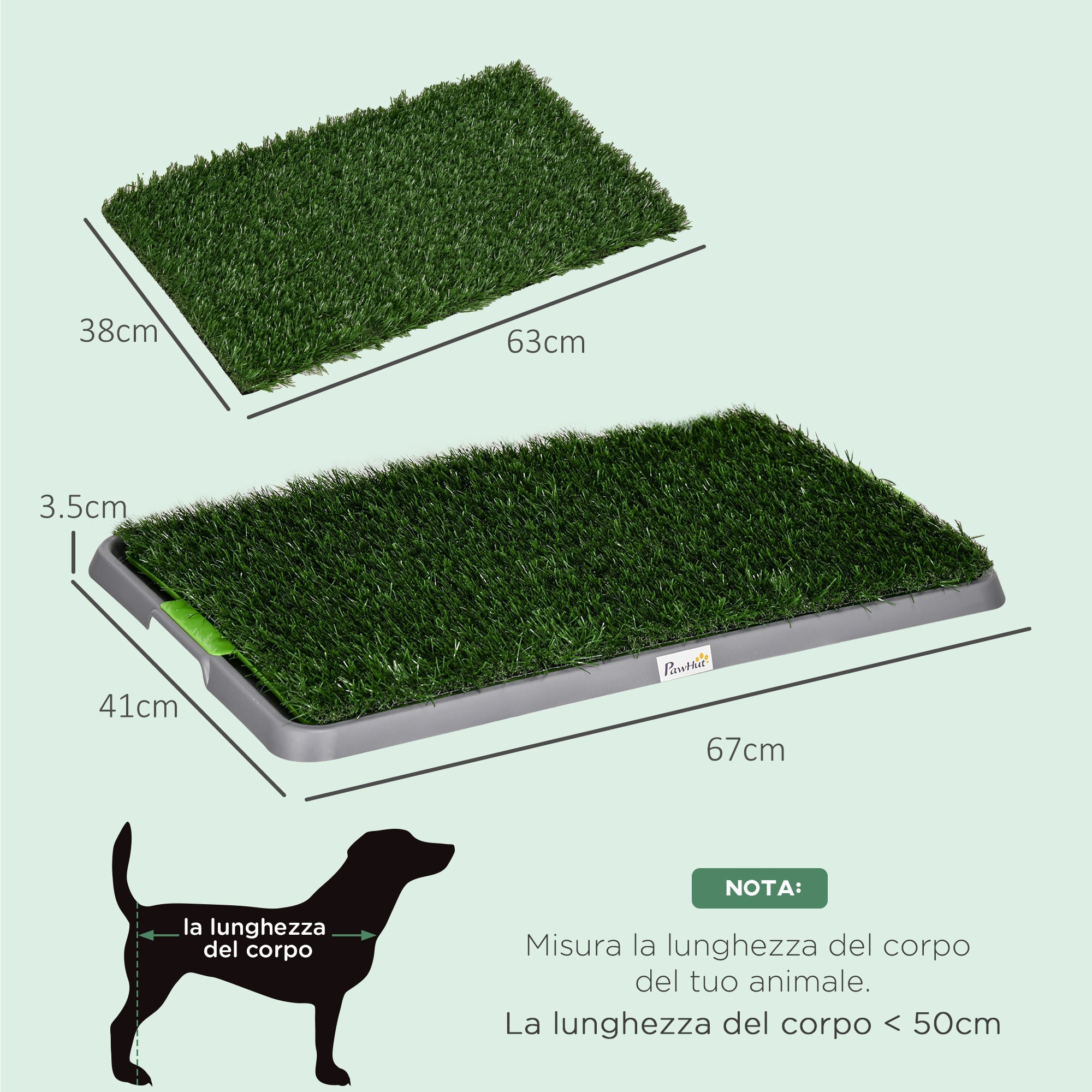 EasyComfort Toilette per Cani with Prato Finto, Erba di Ricambio e Vassoio Inferiore, 67x41cm