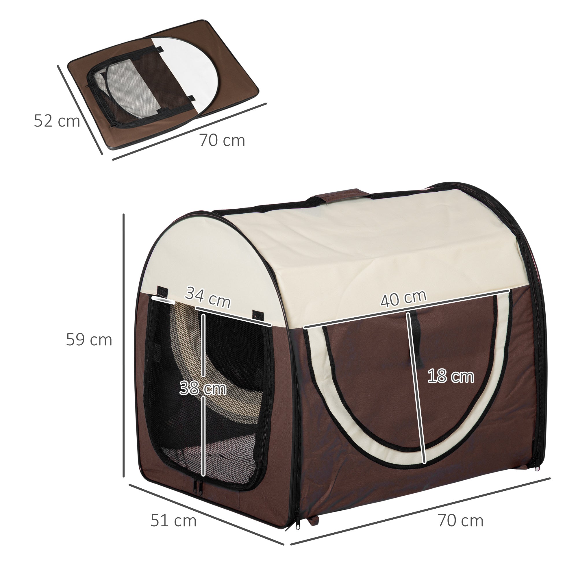 EasyComfort Opvouwbare draagtas voor hond en kat 70x51x59 cm