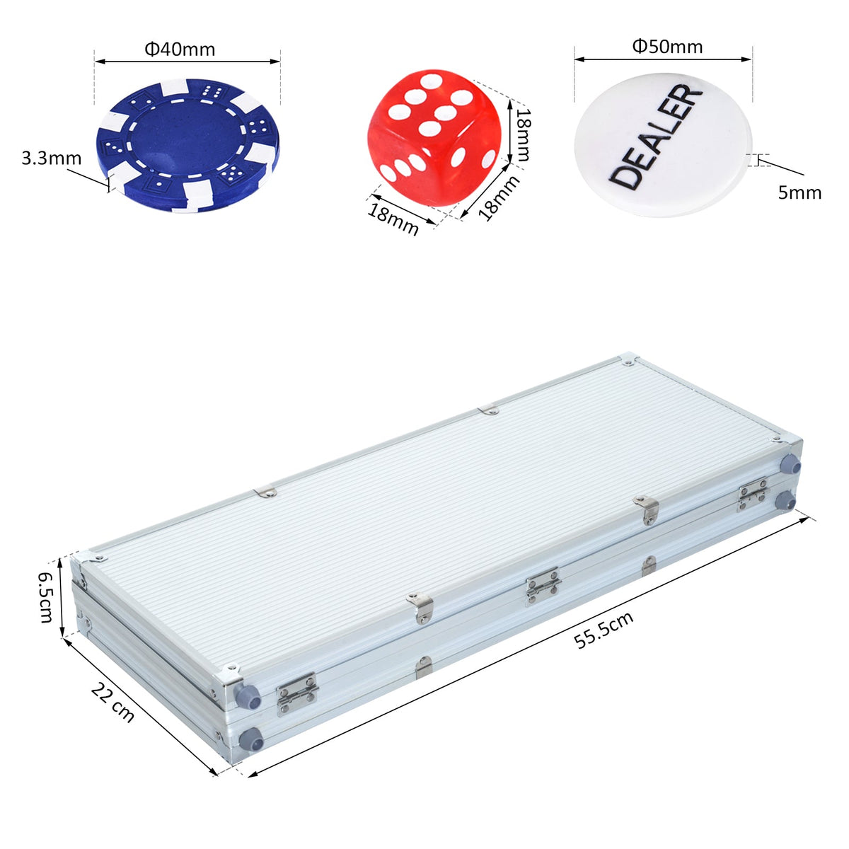 EasyComfort pokerset aluminium koffer – 500 fiches, 2 kaartspellen