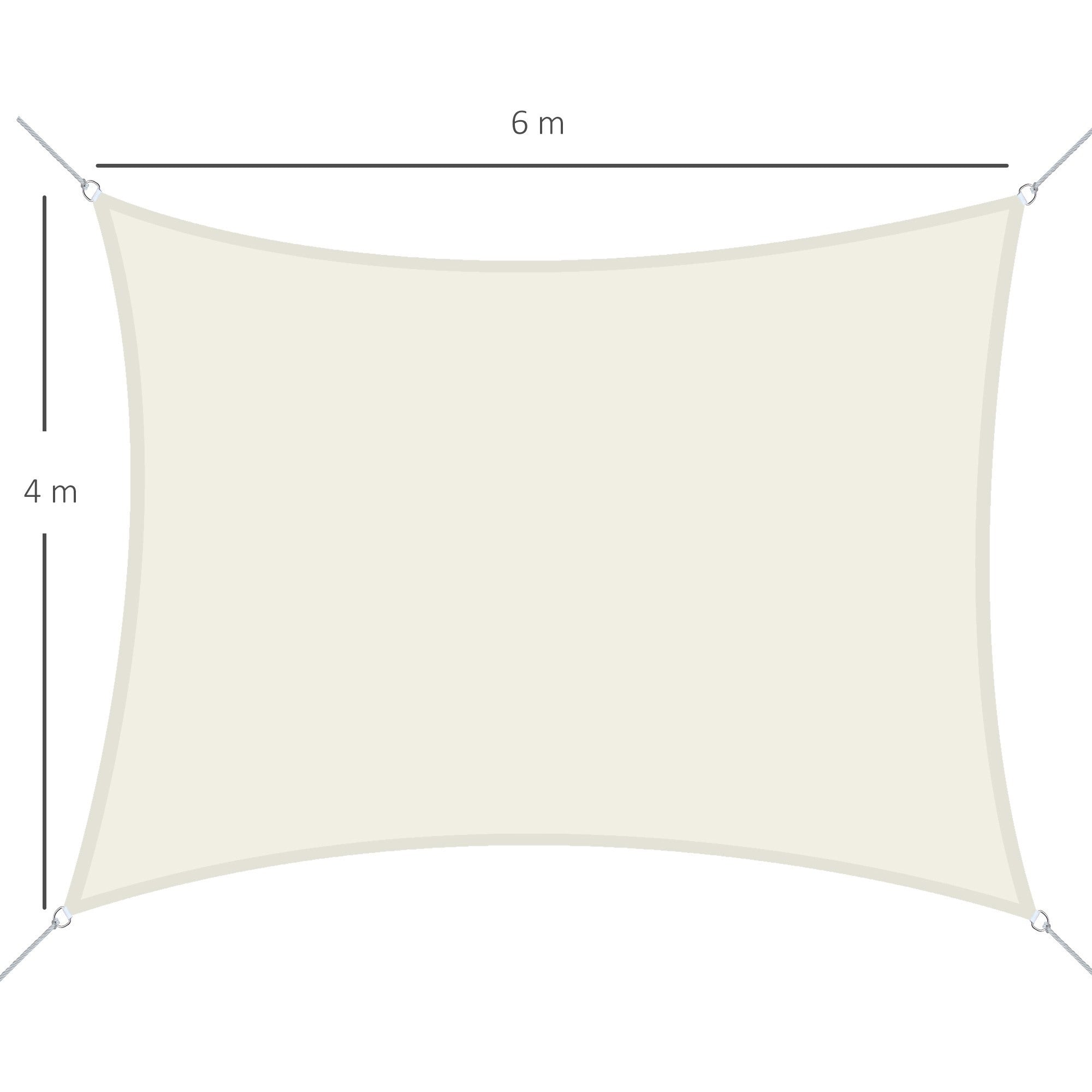 EASYCOMFORT Rectangular Shade Sail 4x6m, Outdoor Awning in Anti-UV Breathable Cream White Polyester