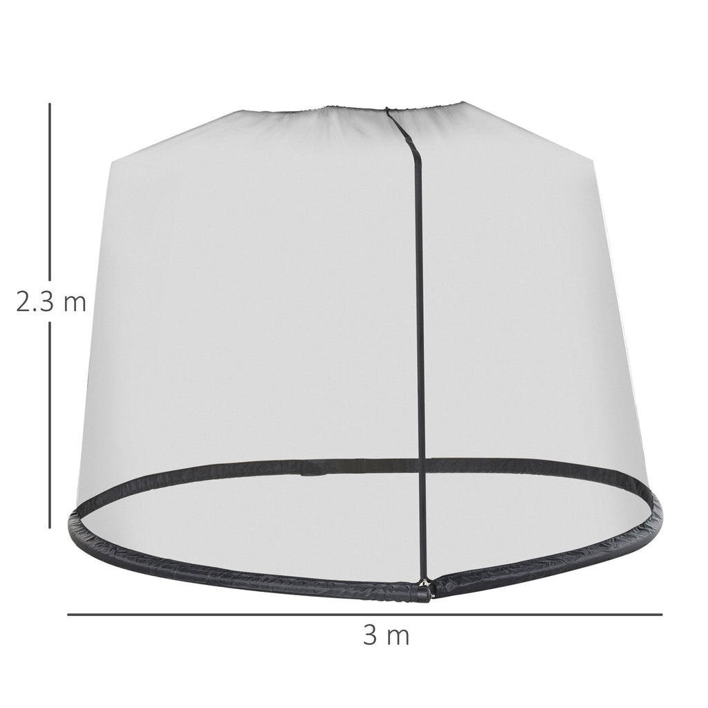 EasyComfort Zanzariera per Ombrellone 3x2.3 m Regolabile a Rete Fitta with Apertura a Cerniera, black