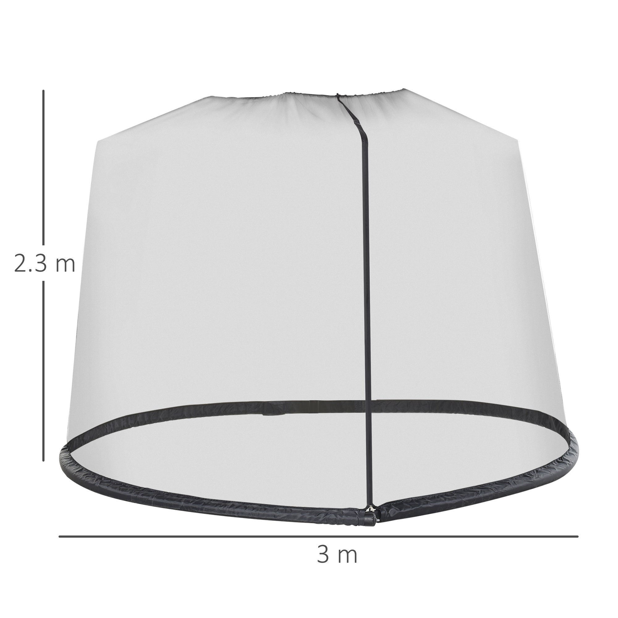 EasyComfort Zanzariera per Ombrellone 3x2.3 m Regolabile a Rete Fitta with Apertura a Cerniera, black