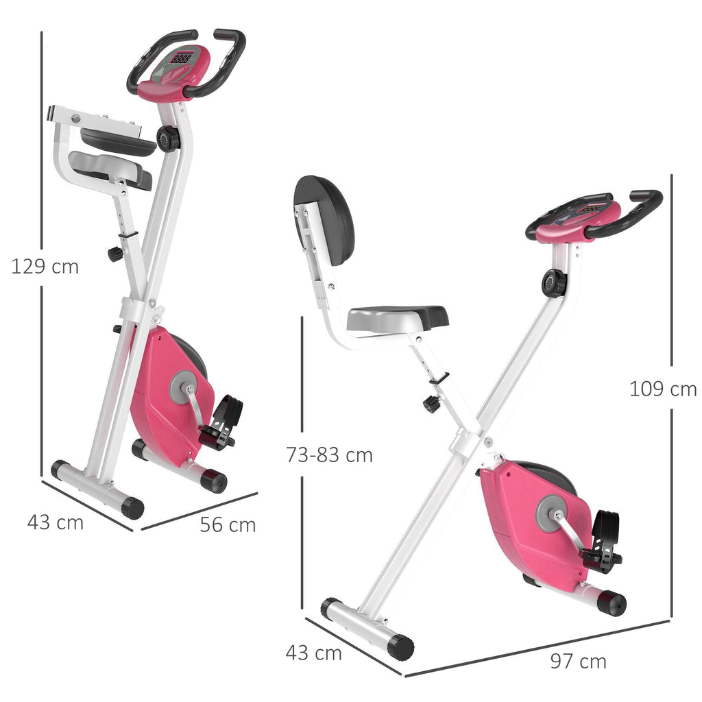 Easycomfort Cyclette da Camera Pieghevole with 5 Posizioni Regolabili e 8 Livelli di Resistenza Magnetica, Struttura a X, 43x97x109cm, Rosa e white