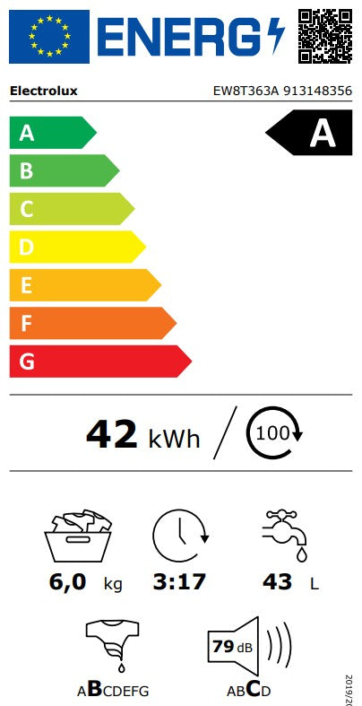 Lavatrice a Carica dall'Alto Electrolux EW8T363A Serie 800 UltraCare 6 Kg Classe A 1300 Giri (A89xL40xP60) Bianco