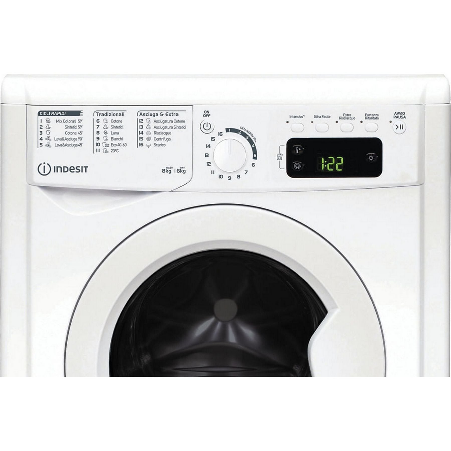 Lavasciuga Indesit EWDE861483WITN 8 Kg (Lavaggio) 6 Kg (Asciugatura) 1400 Giri (A89xL64,5xP59) white