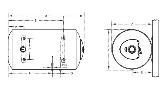ISEA Swing Plus HO 120/5 SX Boiler 120 L horizontaal links