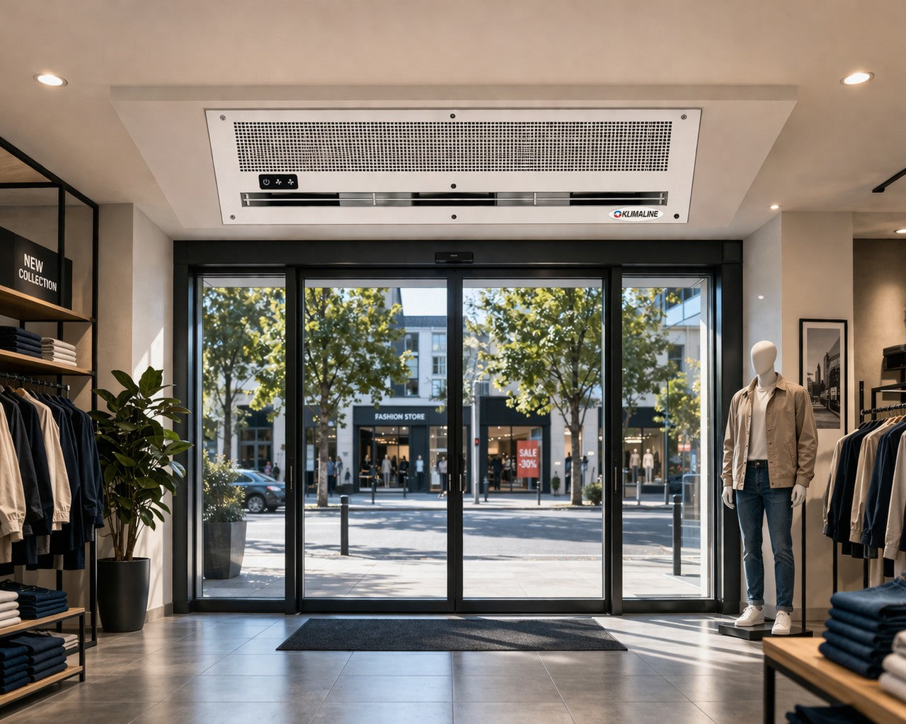 Barriera d aria ad built-in Klimaline ECOLINE 1S.738B da 120 cm 2 Velocità Senza Resistenza with Telecomando Incluso