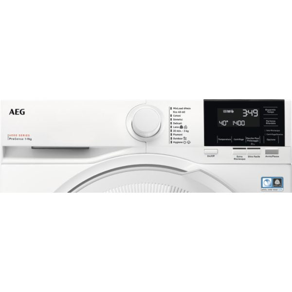 AEG Front Loading Washing Machine 9Kg LR6G94OW Class A (A85xP66xL60) 1400 RPM 6000 PROSENSE SERIES