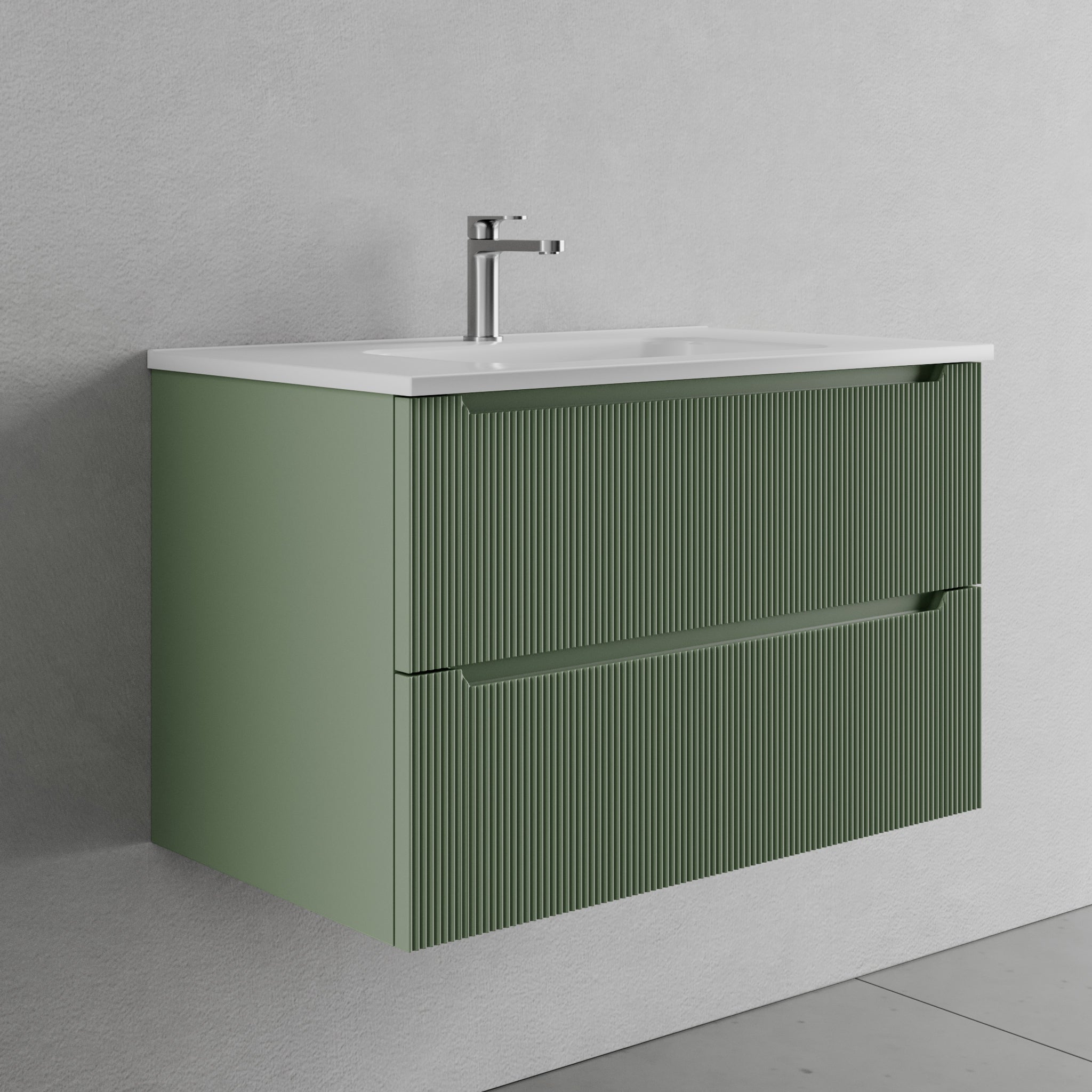 Legnox Rigo 100 badkamermeubelset 100 cm groen met spiegel en lamp