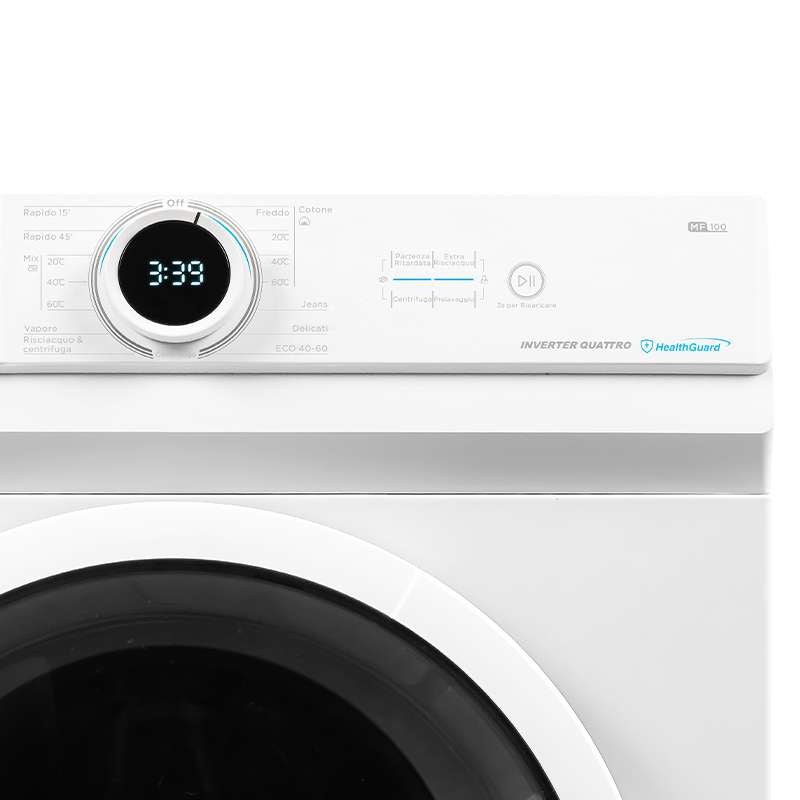Lavatrice A Carico Frontale Midea Serie Lunar MF100W90BA/W-IT 9 Kg Classe A 1400 Giri (A85xL59,5xP49,5) Steam Care Bianco