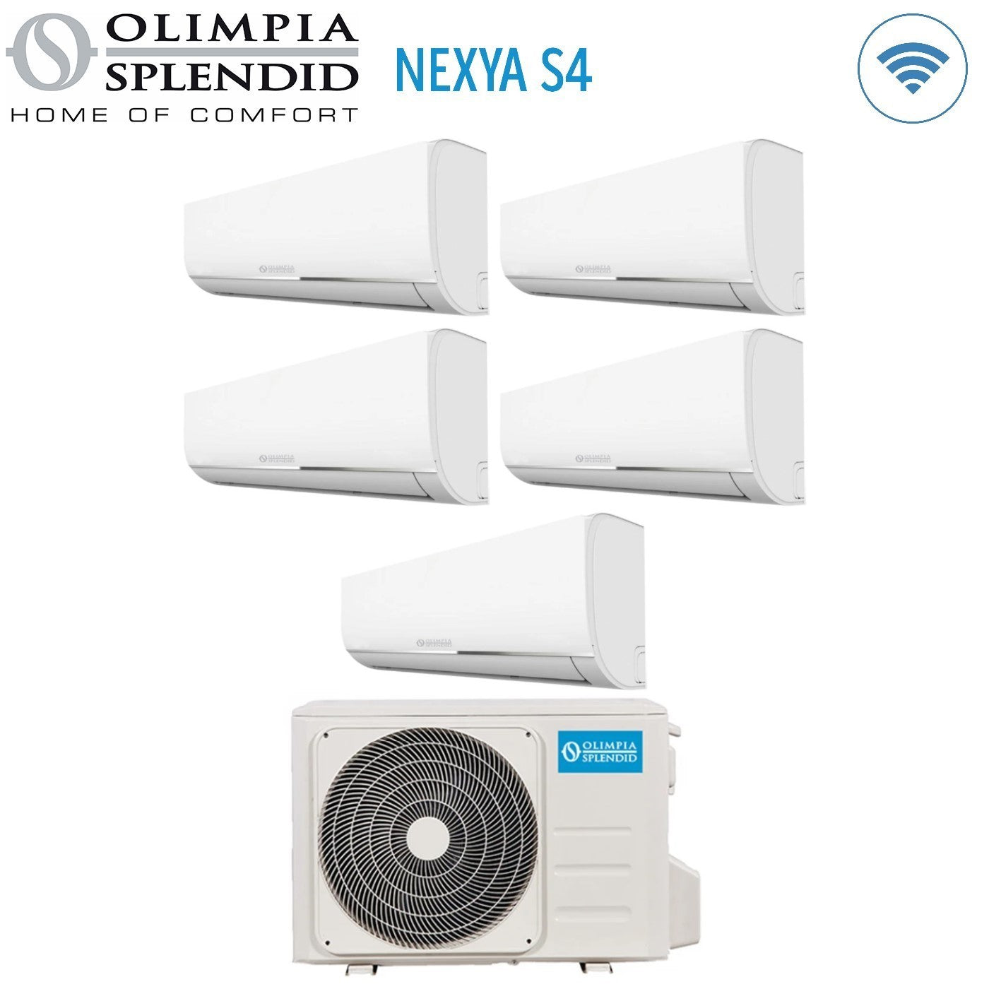 Air conditioner penta-split Olimpia Splendid Inverter series NEXYA S4 9+9+9+9+9 with OS-CEMEH42EI R-32 built-in Wi-Fi 9000+9000+9000+9000+9000