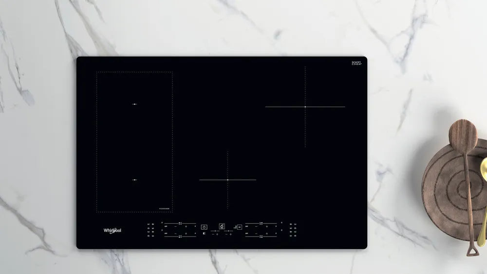Whirlpool WLB2977NE Induction Hob 4 Burners in Black Glass (WxD): 77x54 FlexiCook Booster WL B2977 NE