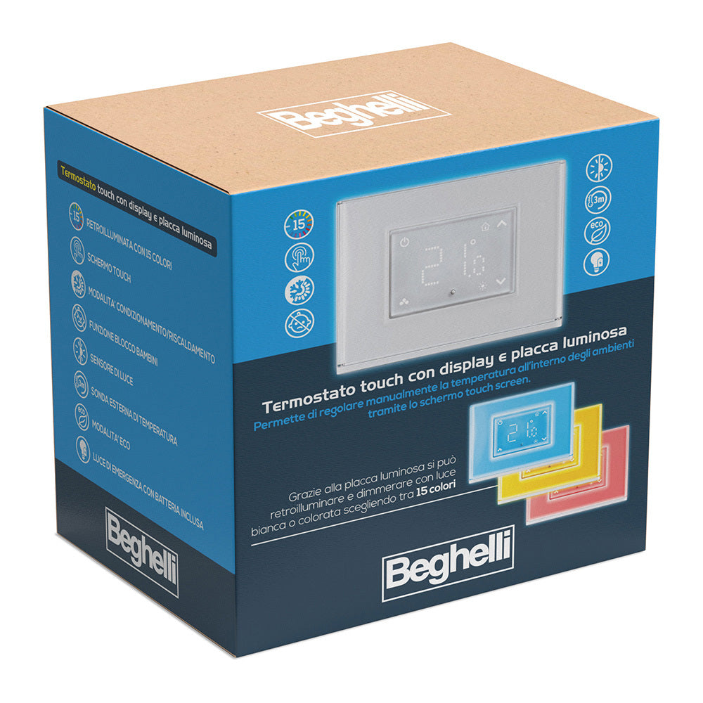 Beghelli 60047 thermostaat met touchscreen en verlichte plaat