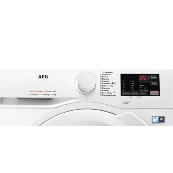 Lavatrice 10 kg AEG L6FBI145 Classe A 1400 giri Motore inverter ProSense A libera installazione (A84,7xL59,7xP63,6)