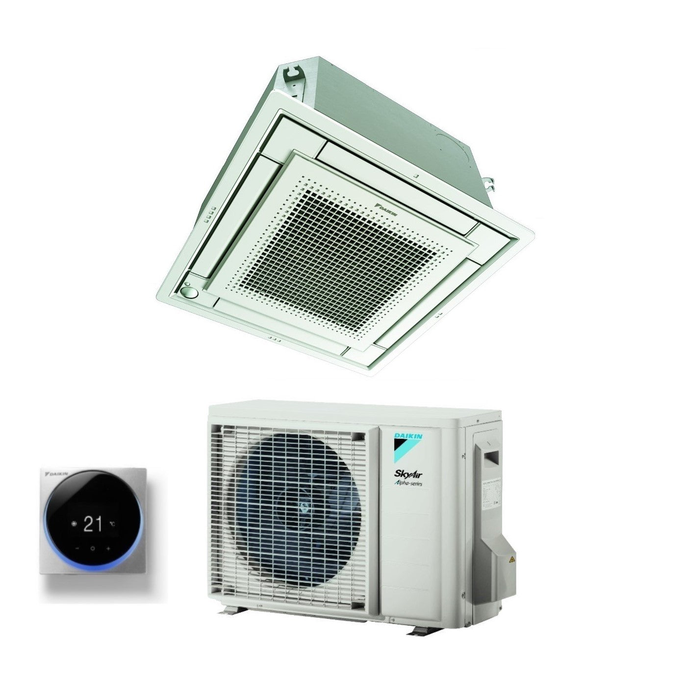 Daikin Fully Flat Cassette Air Conditioner 18000 BTU FFA50A + RZAG50A R-32 Optional Wi-Fi with Wired Control and Grille Included