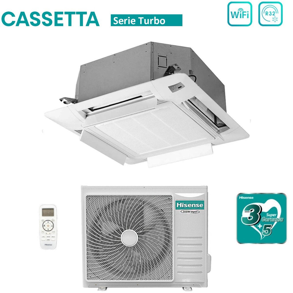 Hisense Inverter Cassette Air Conditioner TURBO series 24000 Btu ACT71UR4RJC8 + AUW71U4RK8 R-32 Optional Wi-Fi Class A++/A+ with Remote Control and Panel Included