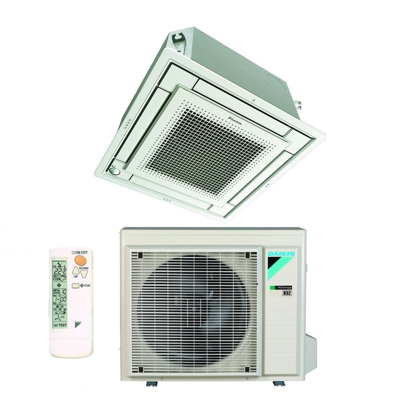 Daikin Fully Flat Cassette Air Conditioner 12000 Btu FFA35A9 R-32 Wi-Fi Optional with Grille Included Class A++/A+ - Italian Warranty