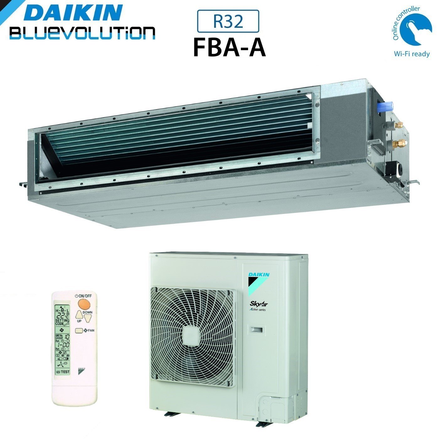 Daikin Bluevolution Air Conditioner Ducted Medium Head 36000 Btu FBA100A + AZAS100MY1 Three-phase R-32 Wi-Fi Optional