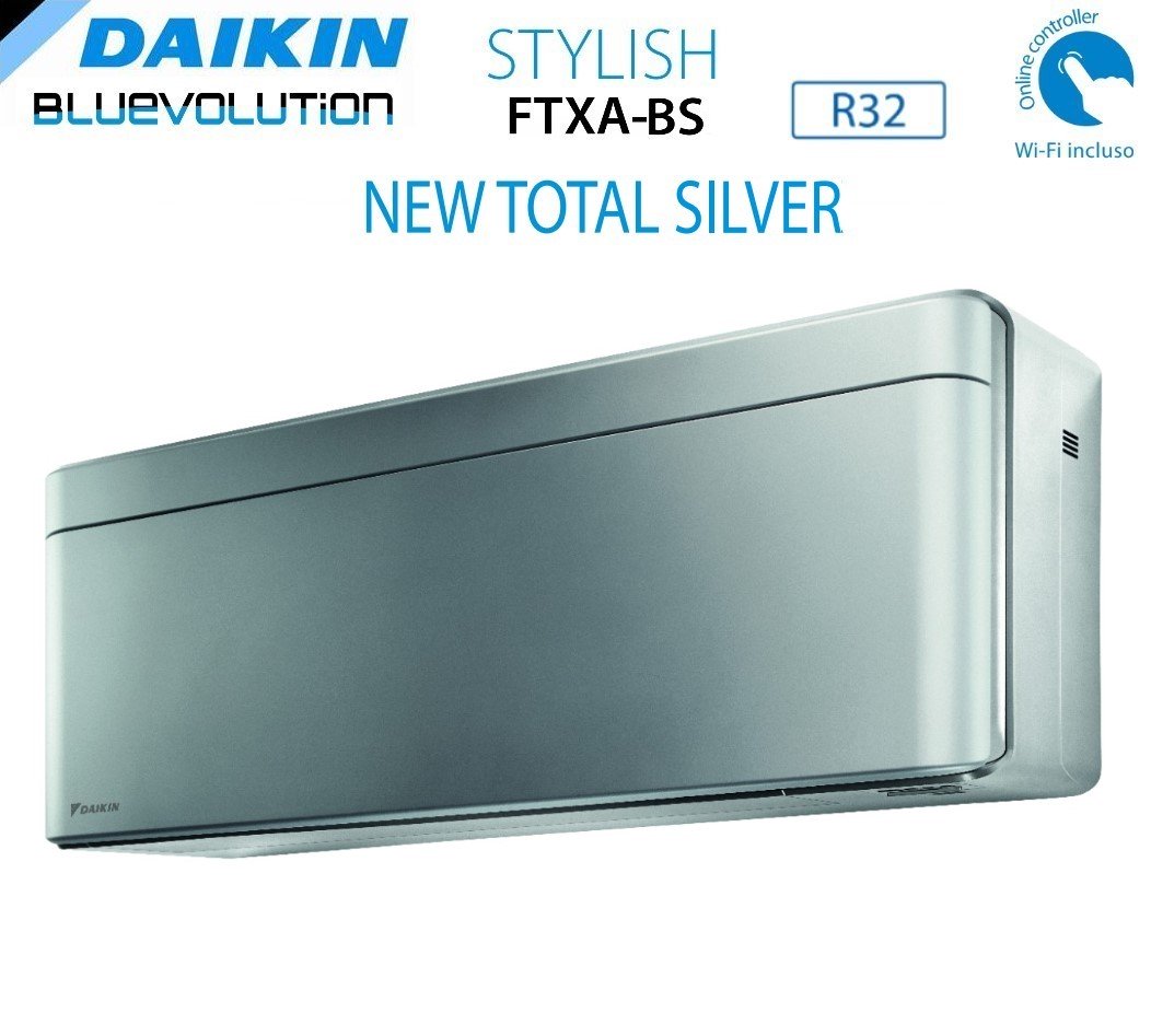 Air conditioner quad-split Daikin Bluevolution Inverter series STYLISH TOTAL SILVER FTXA-BS 12+12+12+12 with 4MXM80N R-32 built-in Wi-Fi 12000+12000+12000+12000 colore GRIGIO Garanzia Italiana - Novità 2020
