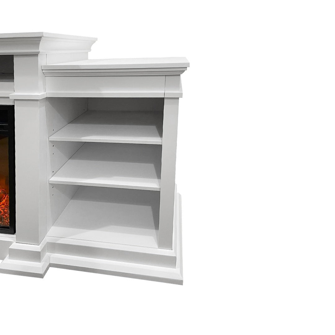 Camino elettrico caminetto da terra BIDEN in legno white L179 x P48 x H85
