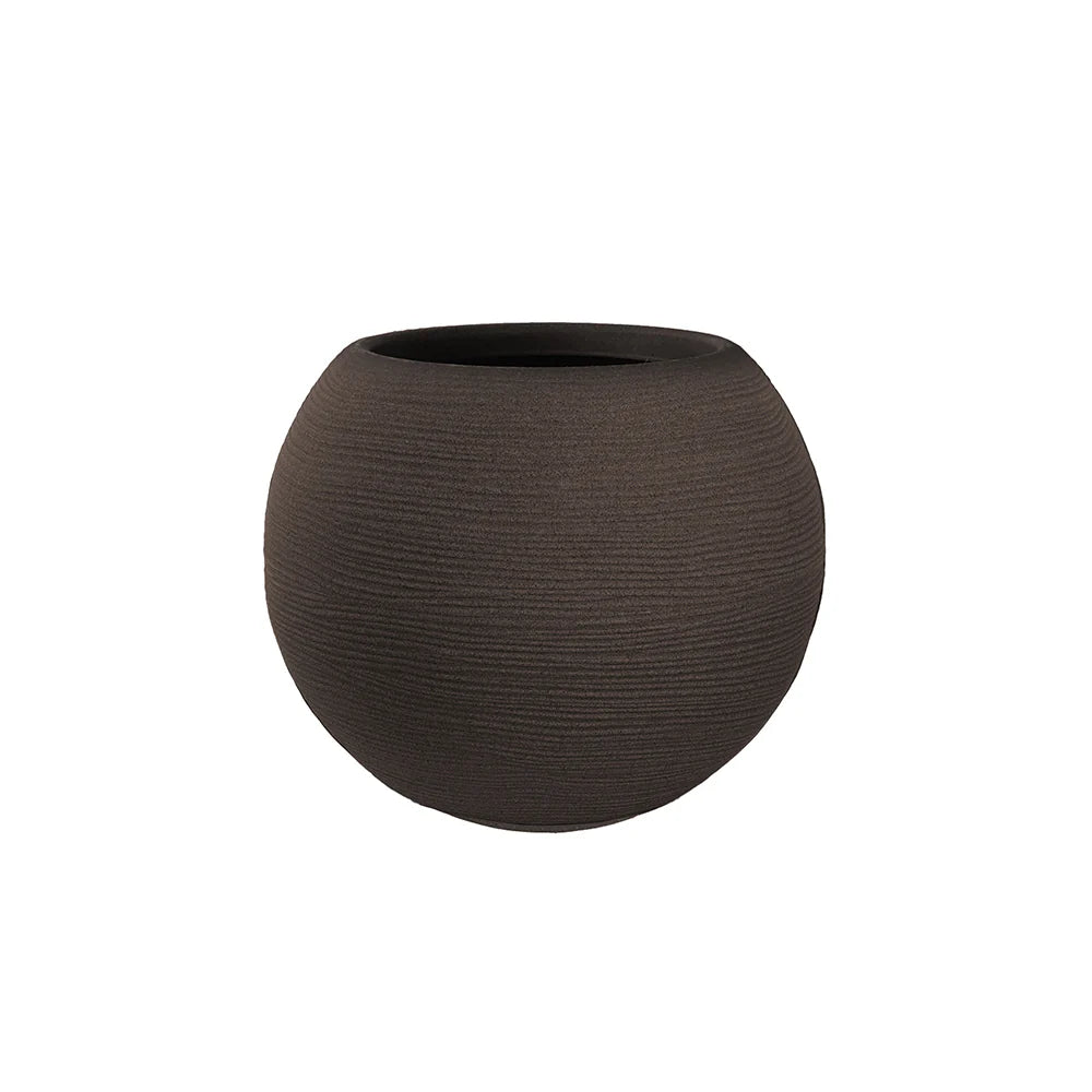 Vaso in resina da esterno interno per piante tondo a sfera di design d.40x33h Botticelli Marrone
